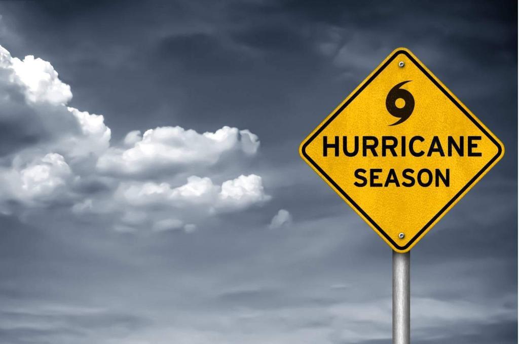 Hurricane Season Sign in Front of a Dark Sky