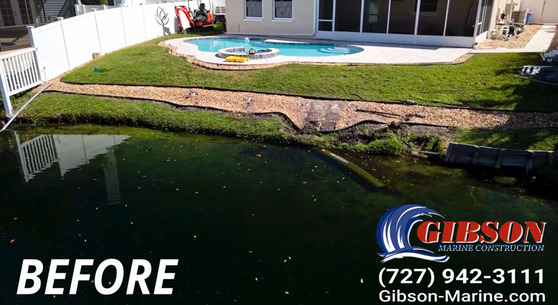 Before photo of damage to seawall